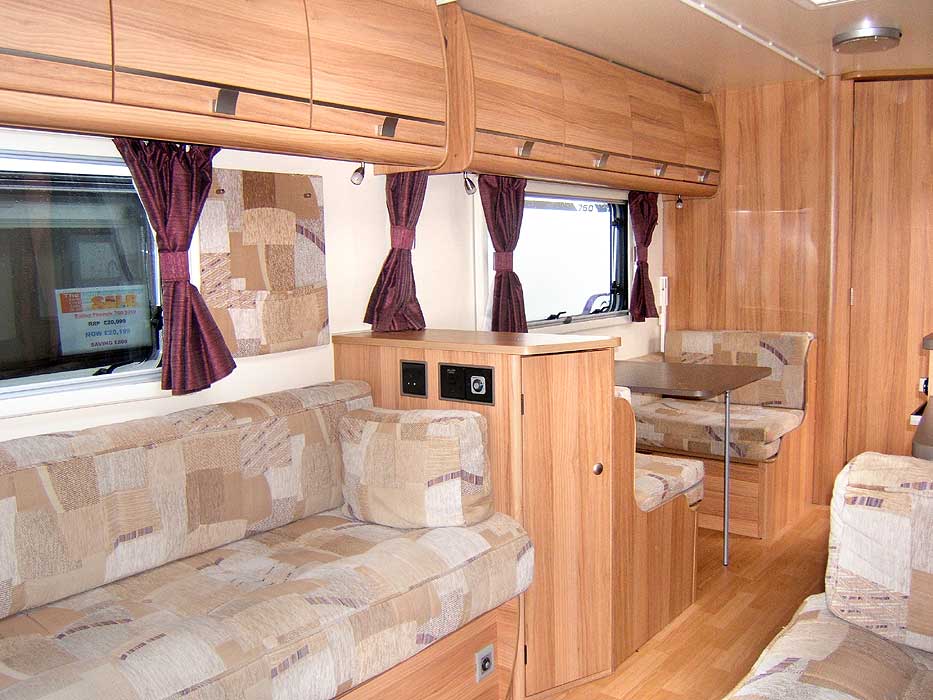 A general view looking through the caravan from the front lounge area.